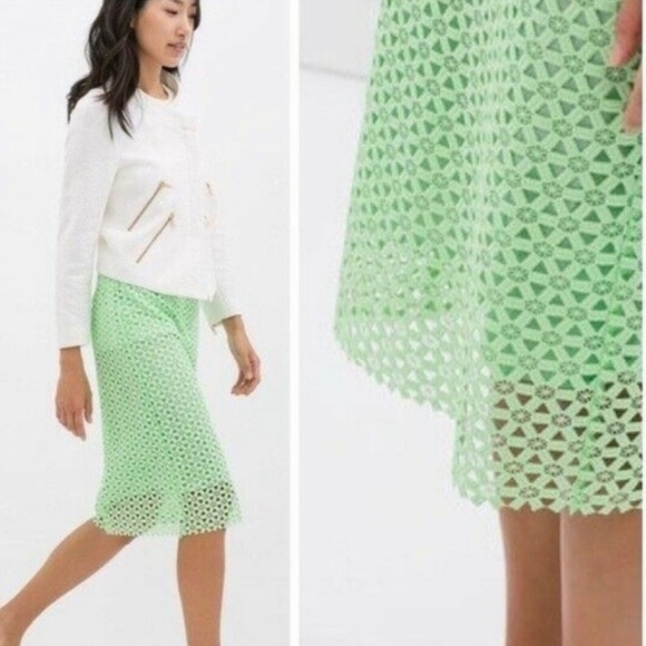 Zara Dresses & Skirts - Zara Green Eyelet Lace Skirt